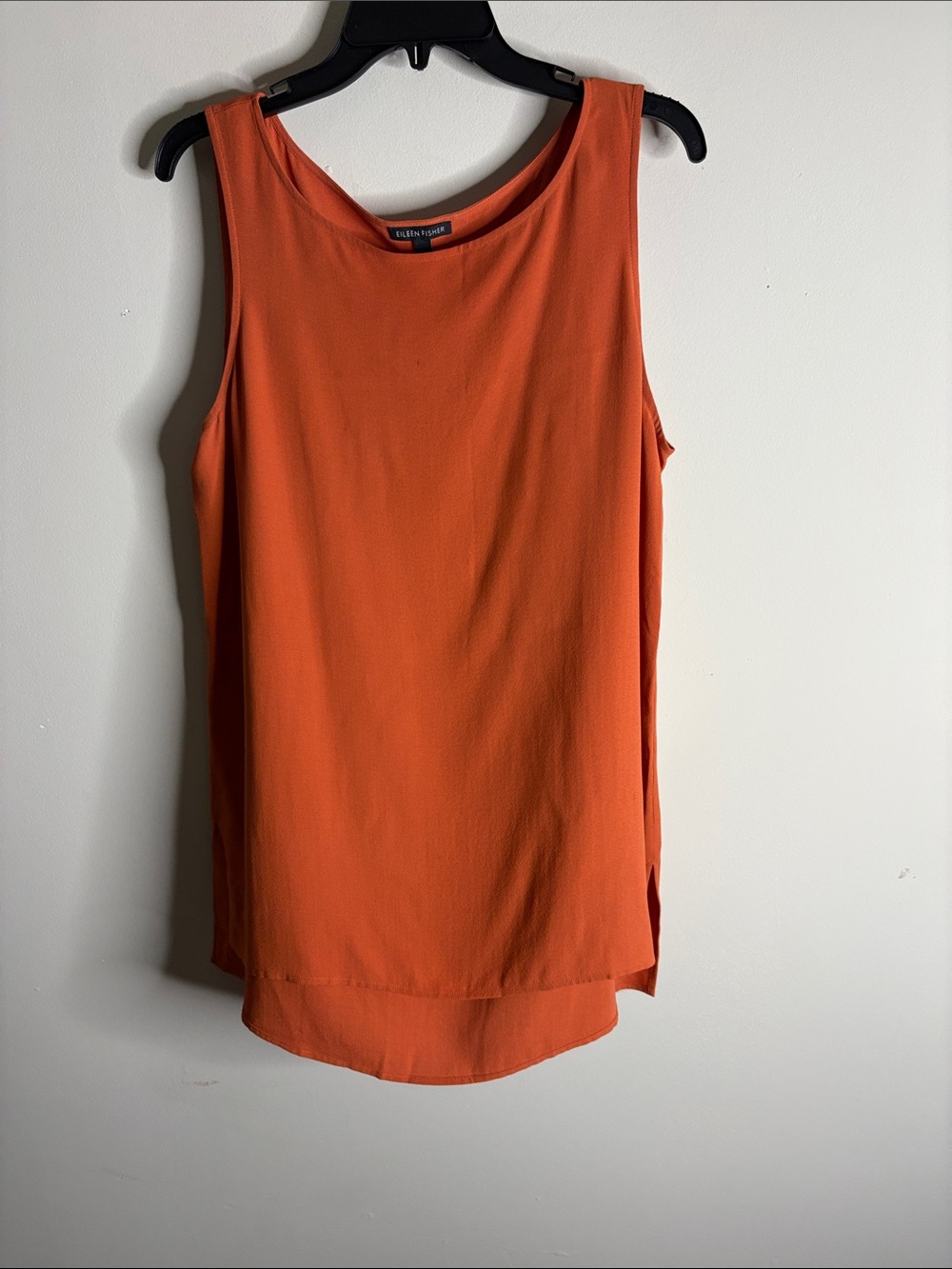 Eileen Fisher Orange Sleeveless Crewneck Tank 100% Silk